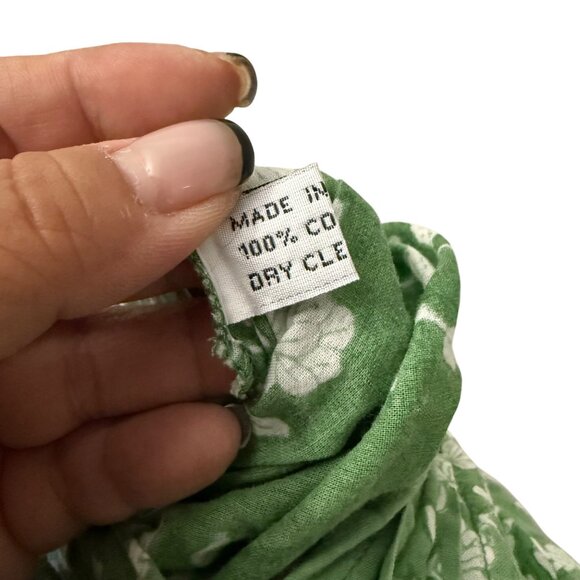 Juliet Dunn London Green Floral Blouson Mini Dress Waist Tie Button Front M/L - Picture 7 of 8